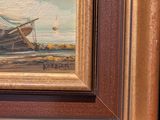 a picture of a painting of a boat on the water