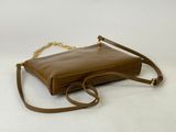 brown leather cross body bag with gold chain strap