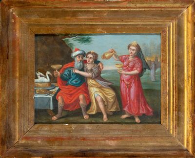 Le banquet du roi Salomon, huile sur cuivre, XVIIIe siècle, …