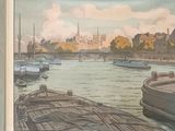 a picture of a painting of boats in the water