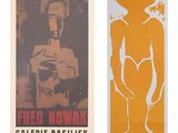 deux affiches représentant un homme et une femme sur fond blanc