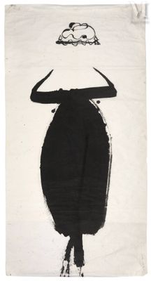 une image représentant un dessin en noir et blanc d'une femme en robe