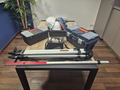 a table with tools on it in a room