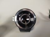 a close up of a camera lens on a table
