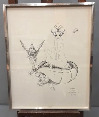 une image représentant le dessin d'une femme assise sur une chaise
