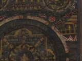 an image of a painting of a circular design on a wooden surface