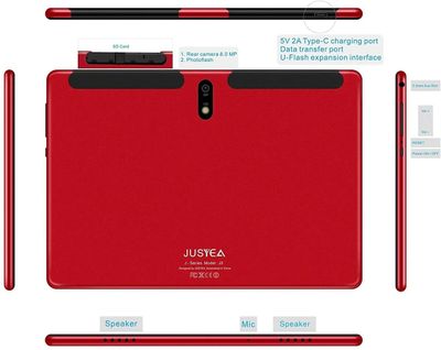 une image représentant une tablette rouge et noire sur fond blanc