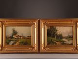 pair of 19th century french oil on canvas landscapes