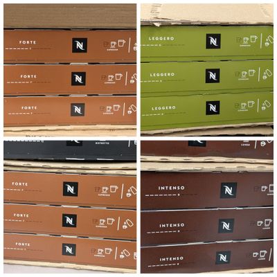 Plusieurs cartons de différents types sont empilés les uns sur les autres