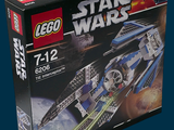 une boîte contenant des sets Lego Star Wars sur fond bleu