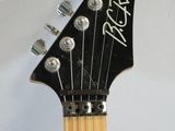 a close up of a guitar neck with a signed guitar on it
