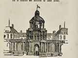 un vieux livre sur lequel figure le dessin d'une église