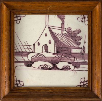 VRON et DESVRES suite de 9 carreaux à décor populaire