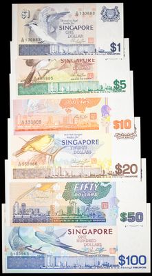 several bills of different currency are stacked on top of each other