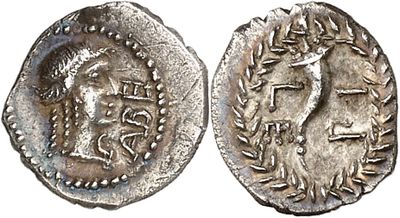 a silver coin with an image of a horse on it