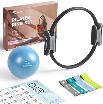 Le kit d'anneaux de Pilates comprend un ballon d'exercice, des bandes élastiques et un anneau de Pilates