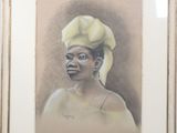 painting of a woman with a yellow turban in a gold frame