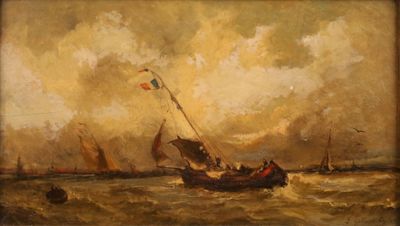 une image d'une peinture représentant un bateau dans l'eau