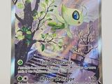 La carte Pokémon représente un arbre orné d'une feuille verte.