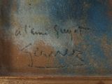 an image of a painting with writing on it in a gold frame