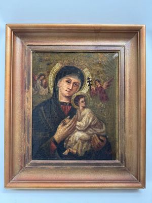 an image of a painting of a woman holding a baby in her arms