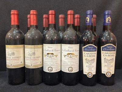 Plusieurs bouteilles de vin sont alignées sur une surface noire