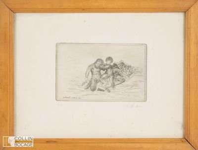 MORETT Le satyre et l'ange gravure, épreuve d'artiste datée …