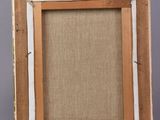 a close up of a picture frame on a gray background