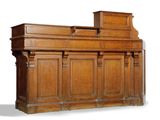 an image of a large wooden bar with two doors