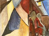 an image of a painting of two people sitting on a chair
