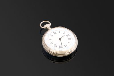 Montre à cylindre en argent à 10 rubis, fond gravé (très usé…