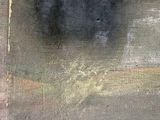 a painting of a black cat sitting on a red chair