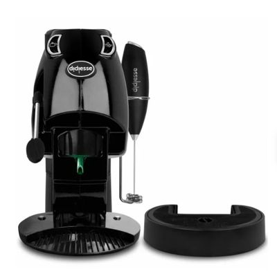 an image of a black coffee machine with a cup on it