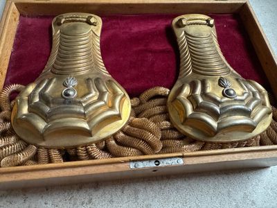 Paire d'épaulettes d'officier, vers 1930, en coffret