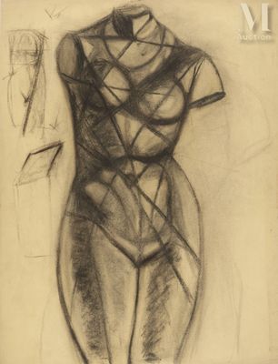 une image d'un dessin d'un torse de femme et d'un torse sur un mannequin