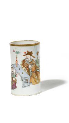 CHINE Pot à pinceaux en porcelaine à décor polychrome et dor… - Photo 1