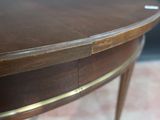 a close up of a table with a wooden top