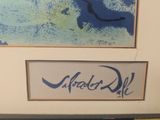 framed photograph of a man swimming in the ocean with a dog in the background