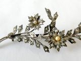 silver and gold flower hair pin with pearls