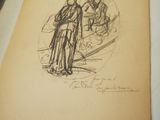 a drawing of a man and a woman standing next to each other