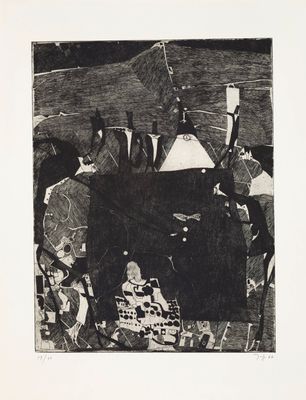black and white image of a black and white drawing of a man and a woman