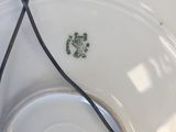 a white plate with a green turtle on it