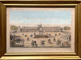 painting of a view of a palace with a horse and carriage in the foreground