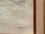 an image of a painting of a man riding a horse in a field