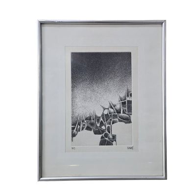 a black and white photo of a picture of a building