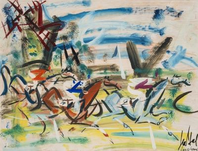 an image of a painting of a group of people riding bikes