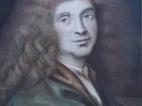 painting of a portrait of a man with long hair and a green coat