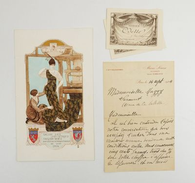 two old postcards and a letter on a white surface