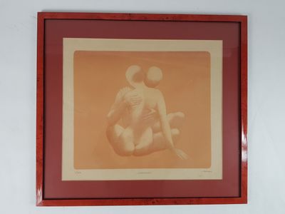 tableau représentant une femme nue assise par terre, tenant une balle dans la main