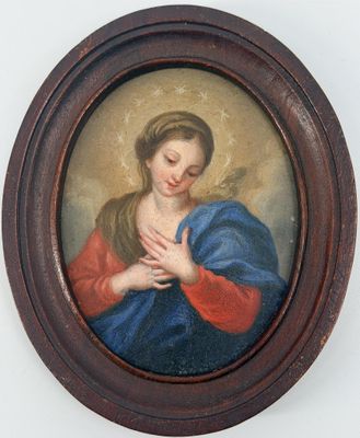 une image représentant un tableau où l'on voit une femme les mains jointes sur son cœur